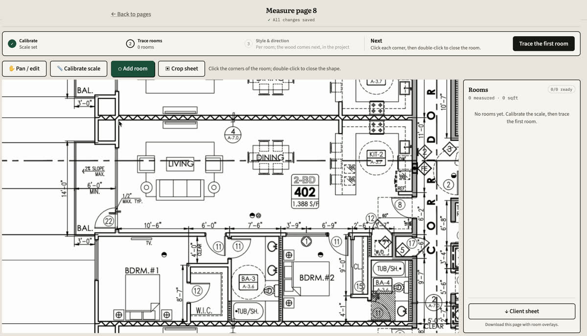 SquareTally plan measurement interface